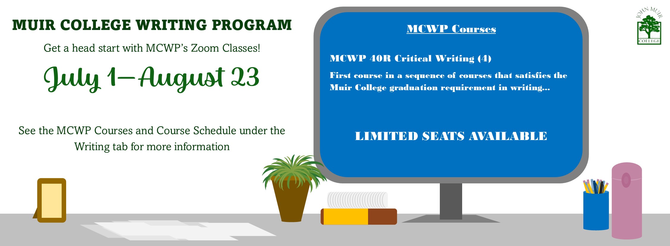 MCWP's Zoom Classes from July 1 - August 23